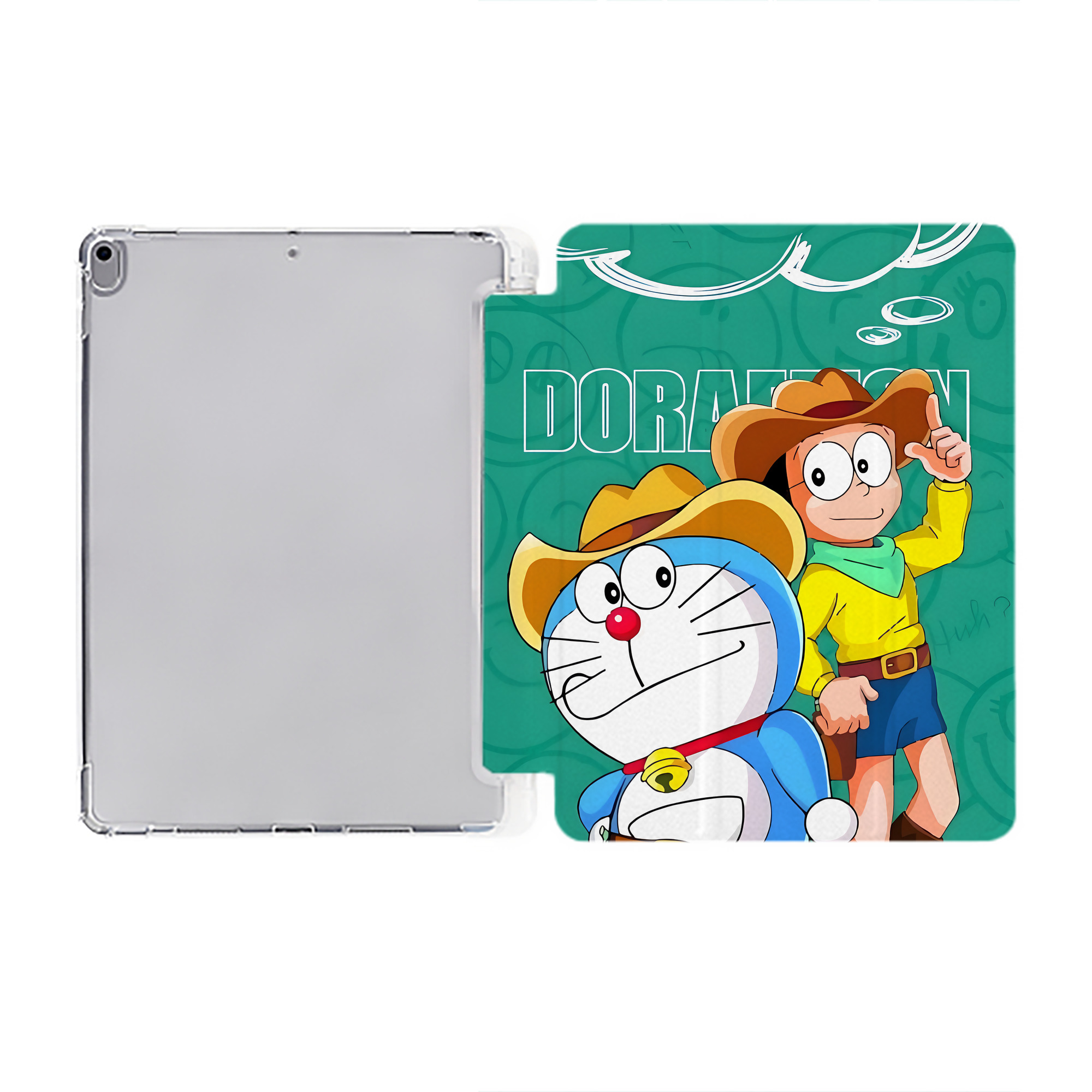 （画像用） ドラえもん Doraemon IPad ケース ペン収納付き 三つ折りスタンド PUレザー×シリコン 対応機種9.5/10.5/10.9インチ